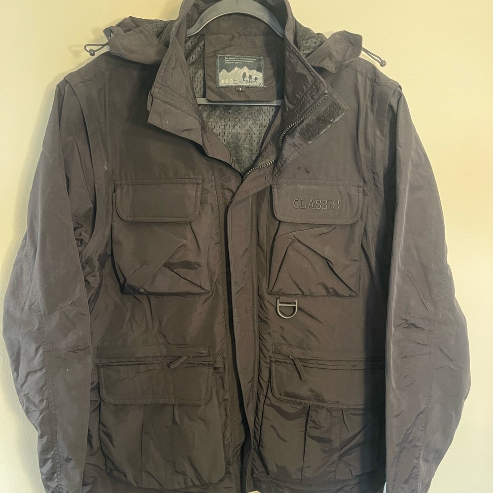 Classic Black Military Field Jacket with High Collar